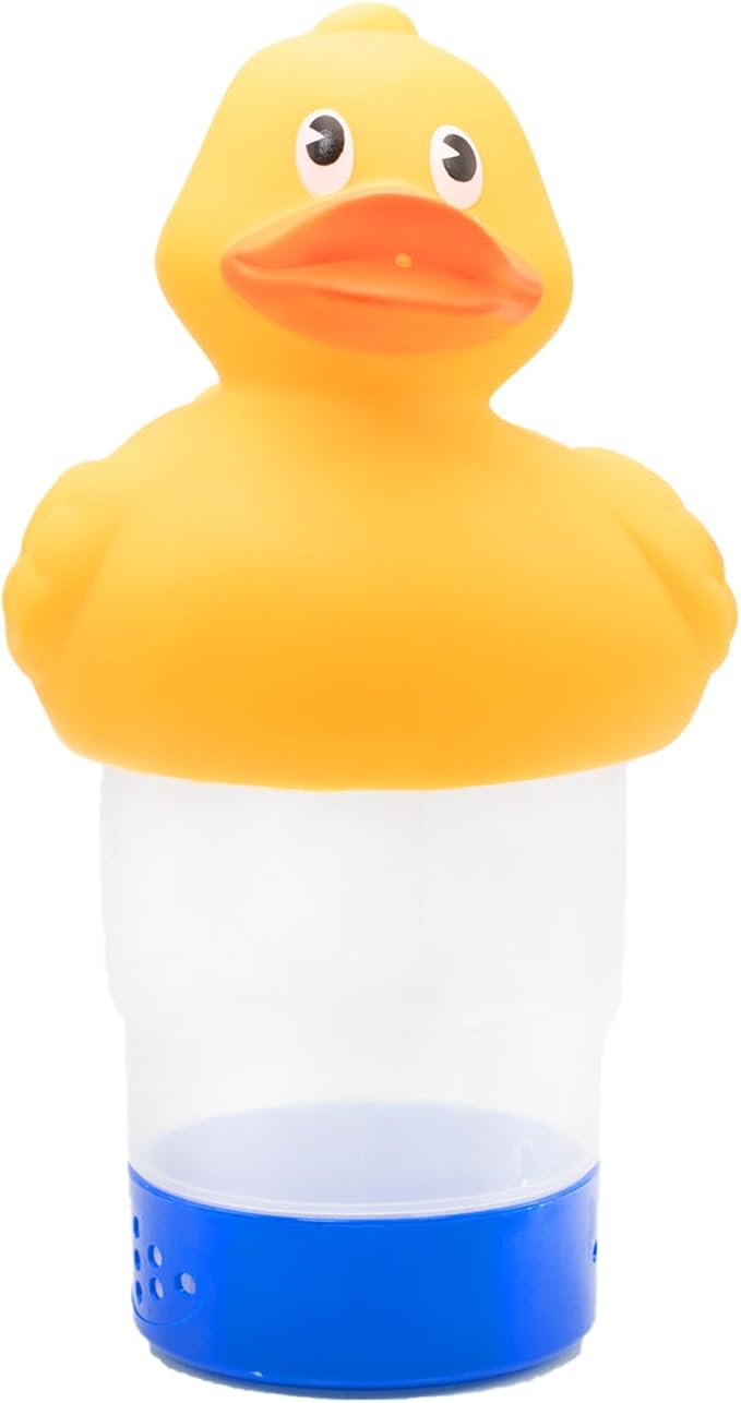 WWD POOL Pool Chlorine Floater, Floating Pool Chlorine Dispenser (Duck), Fits 1 and 3 Inch Tablets for Large and Small Pools, Spa, Hot Tub
