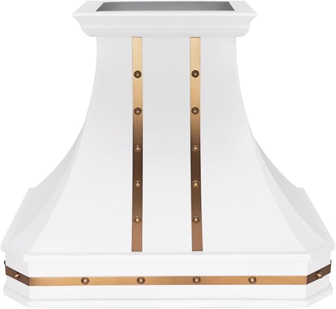 Custom Stainless Steel Range Hood, Handmade Kitchen Hood with Powerful Range Hood Insert, Classic Stove Vent Hood with Straps & Rivets, 30"W x 42"H Wall Mount, HSW30SC-304222BSS