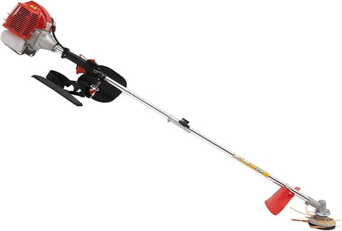 2 Cycle Weed Wacker Gas Powered Grass Trimmer, 2 in 1 43CC Straight Shaft String Trimmer Weed Eater, Air-Cooled Gasoline Brush Cutter Lawn Edger with 2 Blade Heads for Weeds & Grass Cutting