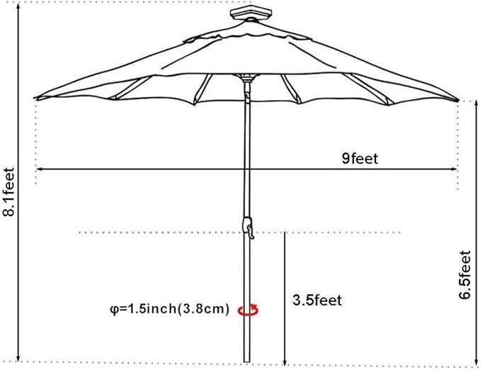 EliteShade USA 10-Year-Non-Fading Solar 9ft Market Umbrella with 80 LED Lights Patio Umbrellas Outdoor Table Umbrella with Ventilation, Macaw Green