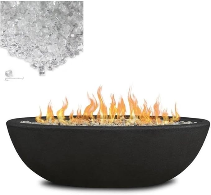 Home Square 2-Piece Set with Oval Propane Fire Bowl and Fire Glass
