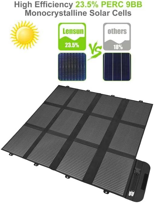 LENSUNSOLAR 300W 12V Portable Solar Panel Blanket with Anderson Connectors for Solar Generator Power Station, Lightweight, with 20A MPPT Charger Controller
