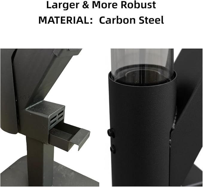 Outdoor Wood Pellet Patio Heater for Outdoor, Stainless Steel Fire Pit with Rain Cap, 2-Hour Burn Time for Backyard, Deck, Camping, Matte Black