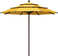 EliteShade USA 10-Year-Non-Fading 11Ft 3 Tiers Market Umbrella Patio Outdoor Cylinder Auto Push-up Table Umbrella with Ventilation, Sunflower Yellow