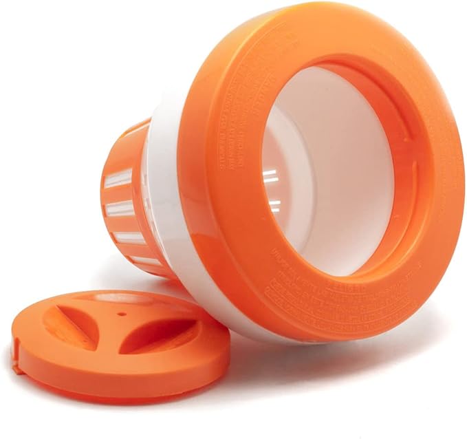 WWD Pool Chlorine Floater for 3 inch Tablets, Floating Chlorine Dispenser Larger Capacity Adjustable Control Ring for Spas Hot Tub Water Park Indoor & Outdoor Swimming Pool(Orange)