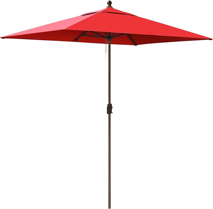 EliteShade USA 10-Year-Non-Fading 6.5x10Ft Rectangular Market Umbrella Patio Umbrella Outdoor Table Umbrella with Ventilation(Red)