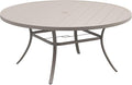 DIFY 60" Round Outdoor Patio Dining Table for 8-10, Metal Patio Table with 1.57" Adjustable Umbrella Hole, All-Weather Dining Furniture Table for Backyard Lawn Garden, Cream