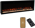 Modern Ember Highmark 72 Inch Smart Linear Electric Fireplace - Premium Flame with 10 Colors, Sleek Hidden Vent Design, Install Recessed in-Wall or Wall-Mount, WiFi Enabled.