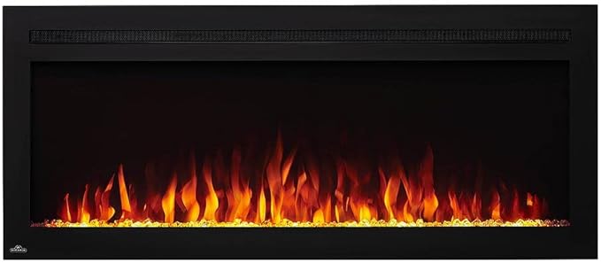 Napoleon Purview 50 - NEFL50HI - Wall Hanging Electric Fireplace, 50-in, Black, Glass Front, Glass Crystal Ember Bed, 3 Flame Colors, Use with or Without Heat