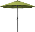 California Umbrella 9' Rd Aluminum Patio Umbrella, Crank Lift, Auto Tilt, Black Finish, Sunbrella Macaw