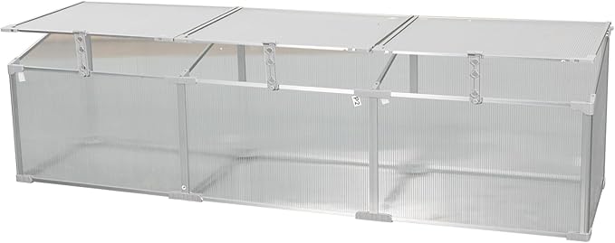 6×1.6 FT Polycarbonate Mini Greenhouse for Outdoors Winter Use, Portable Raised Cold Frame Green House with Openable Top, Aluminum Frame Small Greenhouse for Herbs Flowers Vegetables, Silver