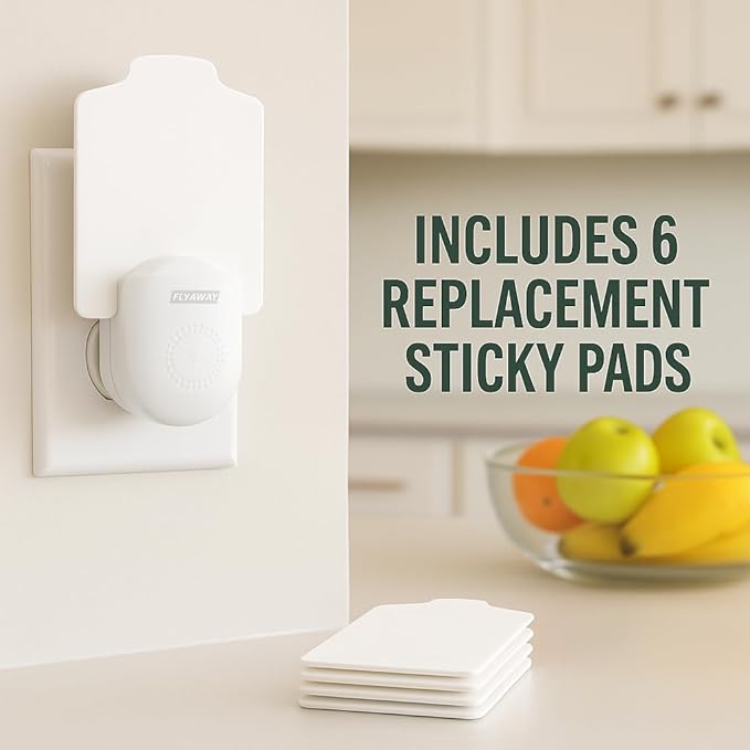 Fly Away 2 Pack UV Light Insect Trap with 6 Refills – Indoor Plug-in Trap for Fruit Flies, Gnats, Mosquitoes, and Moths – Silent, Non-Toxic Pest Control – 395nm UV Light for Maximum Attraction