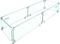 Fire Pit Wind Guard - 41.5" x 11.5" x 6" Rectangular for Outdoor Fire Pit Table, Thick & Durable Tempered Glass w/Hard Aluminum Corner Brackets, Quick Assembly