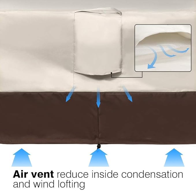 Vailge 2-Seater Heavy Duty Patio Bench Loveseat Cover,100% Waterproof Outdoor Sofa Cover, Lawn Patio Furniture Covers with Air Vent, Medium(Standard), Beige & Brown