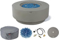 Elementi+ | Colosseo Gas Fire Pit Cast Concrete 40" Dia. Round Fire Table, Outdoor Fire Pit Electronic Ignition | Canvas Cover, Fire Glass and Burner Lid Included | Light Gray | Propane Gas