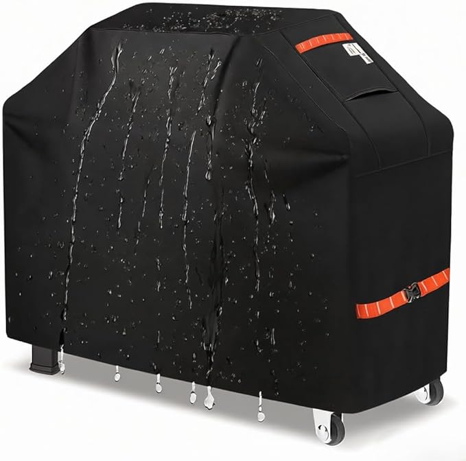 59" Grill Cover BBQ Gas Grill Cover for Outdoor Grills Thick Heavy Duty Covers All Weather Protection Griddle Covers for Weber, Genesis, Charbroil, Black