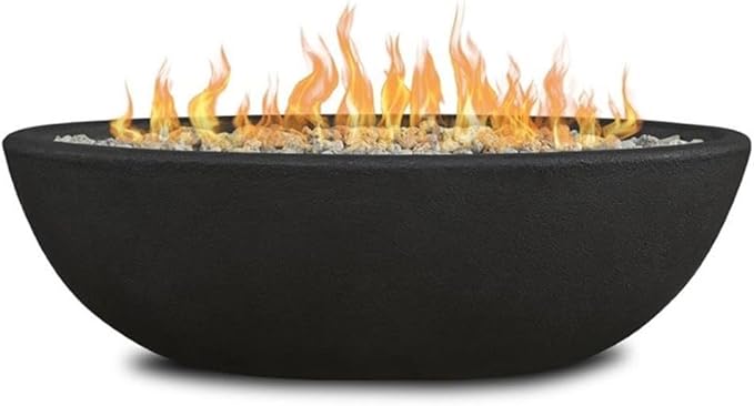 Home Square 2-Piece Set with Oval Propane Fire Bowl and Fire Glass