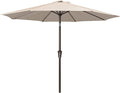 JEAREY 9FT Outdoor Patio Umbrella Outdoor Table Umbrella with Push Button Tilt and Crank, Market Umbrella 8 Sturdy Ribs UV Protection Waterproof for Garden, Deck, Backyard, Pool (Cream Beige)