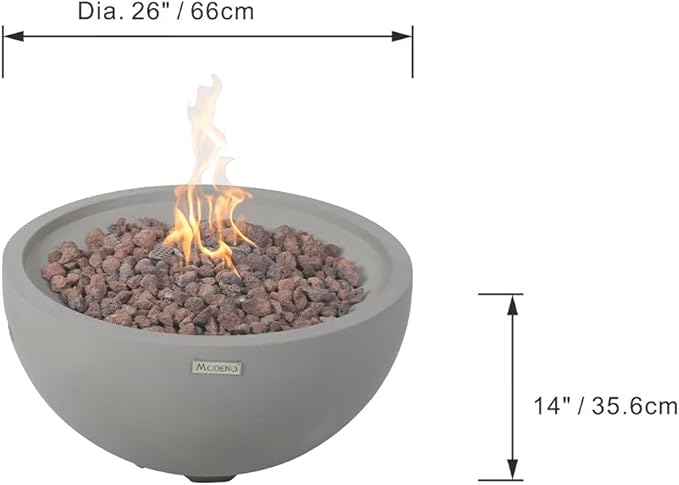 Nantucket Concrete Fire Pit 26" x 26" Outdoor Patio Firepit Includes Lava Rocks Modern Fire Pits & Outdoor Fireplaces for Garden, Deck, Indoor & Outdoor Heating