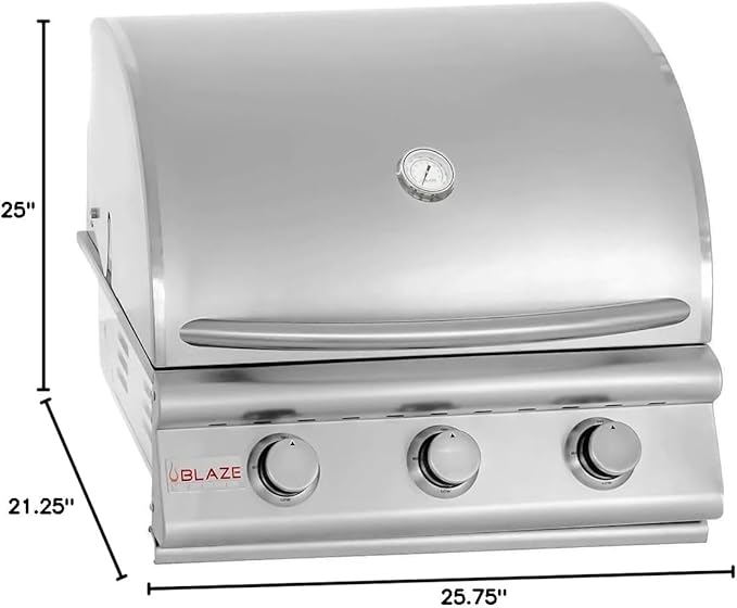 Blaze Prelude LBM Built-In Propane Gas Grill | 32-Inch 4-Burner BBQ with 56,000 BTUs | 304 Stainless Steel Construction | Flame Stabilizing Grids | BLZ-4LBM-LP