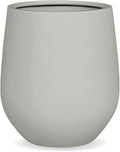 16.5"H x 15"D Corso Fiberstone Round Tapered Planter, Christmas Tree Planter, Smooth Finishes, Weather Resistant for Indoor & Outdoor Use, 2 Extra Coco Mats (Light Gray, 11.5" Pot Opening)