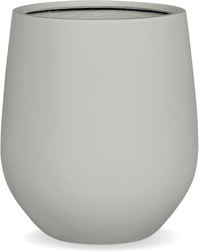16.5"H x 15"D Corso Fiberstone Round Tapered Planter, Christmas Tree Planter, Smooth Finishes, Weather Resistant for Indoor & Outdoor Use, 2 Extra Coco Mats (Light Gray, 11.5" Pot Opening)