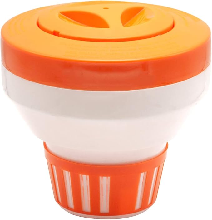 WWD Pool Chlorine Floater for 3 inch Tablets, Floating Chlorine Dispenser Larger Capacity Adjustable Control Ring for Spas Hot Tub Water Park Indoor & Outdoor Swimming Pool(Orange)
