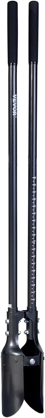 VEVOR Post Hole Digger, Heavy Duty Post Hole Digger with Carbon Steel Handle, Manual Hole Digger with Scale Markings and Metal Blade, Post Hole Digger Tool for Digging Gardening Outdoors, 57.5-Inch