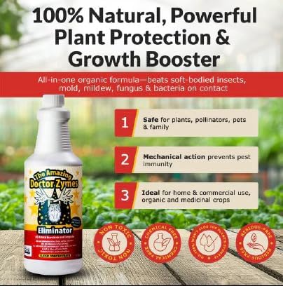 Eliminator Concentrate – Organic Enzyme Insecticide & Miticide – Safe Pest Control for Gardens, Crops, Homes & Pets – Natural Bug Spray for Aphids, Mites, Whiteflies, Flies, Mildew & Fungus