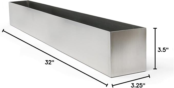 Buhbo Modern Trough Rectangle Planter 32 inch, Brushed Stainless Steel