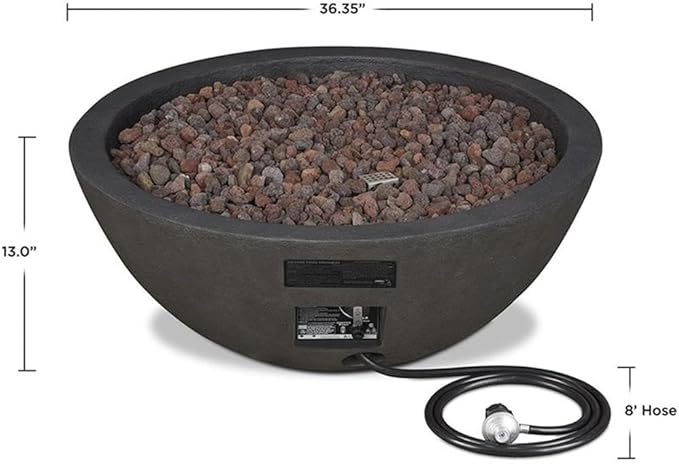 Home Square 2-Piece Set with Propane Fire Pit Bowl and Tank Cover in Shale