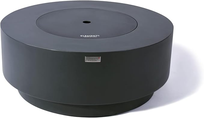 AMS Fireplace | Elementi Plus | Nimes | Round Dark Gray Concrete Propane Gas Fire Table Pit (Liquid Propane)
