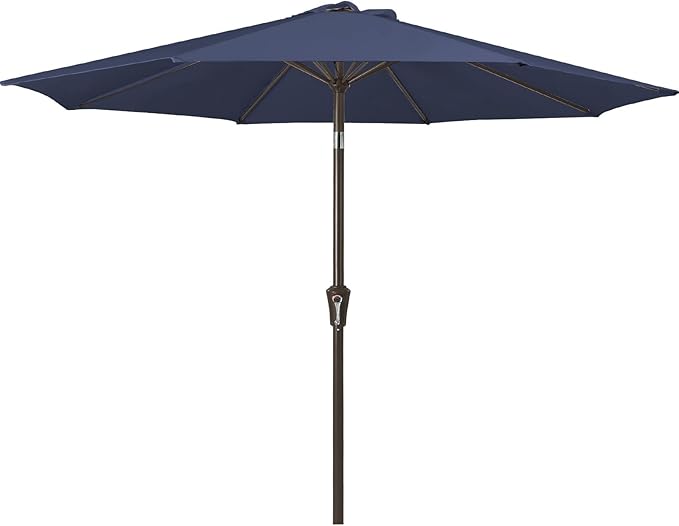 JEAREY 9FT Outdoor Patio Umbrella Outdoor Table Umbrella with Push Button Tilt and Crank, Market Umbrella 8 Sturdy Ribs UV Protection Waterproof for Garden, Deck, Backyard, Pool (Purplish Blue)