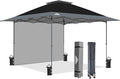EAGLE PEAK 13x13 Pop up Canopy Tent w/One Wall, Instant Canopy Easy Set up Folding Shelter w/One Privacy Curtain, 169 Square Feet Sun Shade, Black/Gray
