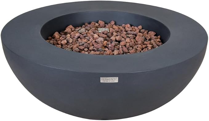 Lunar Bowl Concrete Fire Pit 42" x 42" Outdoor Patio Firepit Includes Lava Rocks Modern Fire Pits & Outdoor Fireplaces for Garden, Deck, Indoor & Outdoor Heating