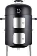 Charcoal BBQ Grill, Heavy Duty 3-in-1 Barbecue Smoker Grill for Garden Camping Outdoor Cooking and Grilling
