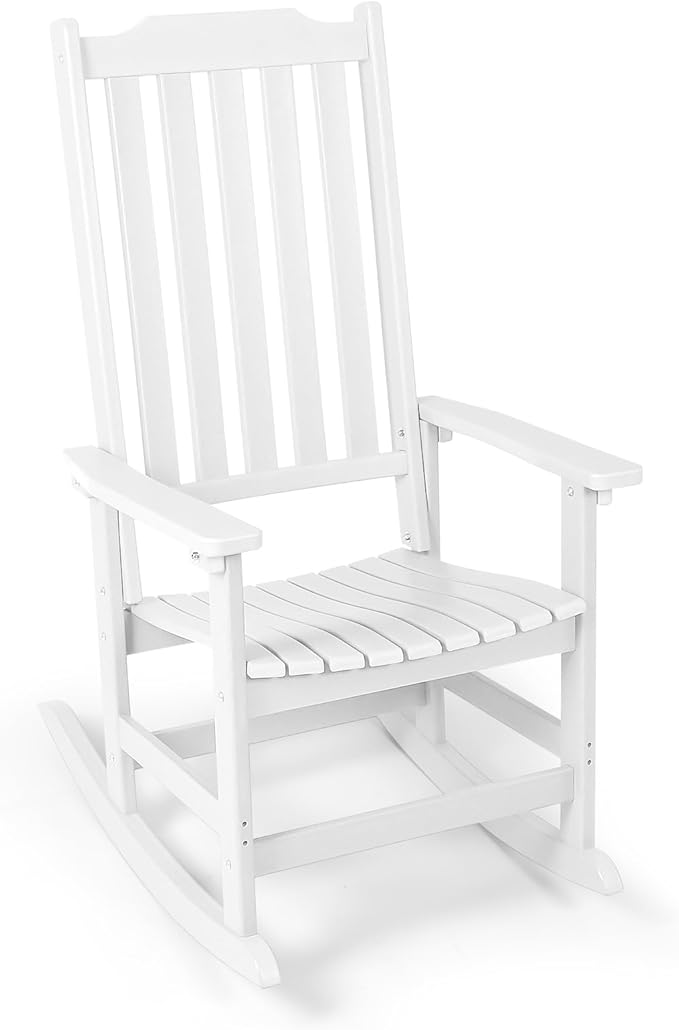 Outdoor Rocking Chair, Oversized All Weather High Back Porch Rocker, Patio Rockers for Outside