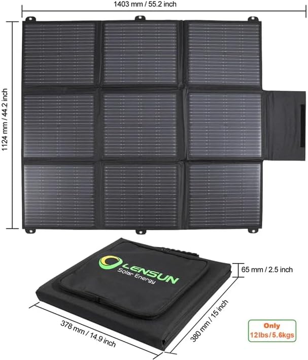 LensunSolar 200W 36V Portable Solar Panel Blanket with Standard Connectors for Solar Generator Power Station, Lightweight Ultra-Thin only 5.2 kgs/11.4 lbs