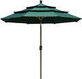 EliteShade USA 10-Year-Non-Fading 9Ft 3 Tiers Market Umbrella Patio Umbrella Outdoor Table Umbrella with Ventilation, Forest Green