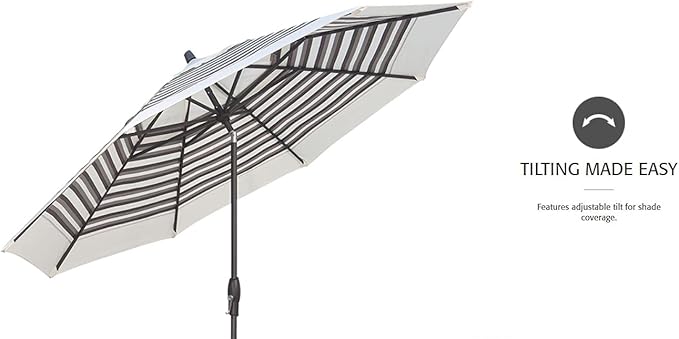 Treasure Garden Deluxe Auto-Tilt Octagon Market Umbrella, 11ft - Outdoor Patio, Deck, Pool, Backyard Stand Alone Umbrella - Heavy Duty w/Bronze Frame & Obravia2 Fabric (Red) w/Double Wind-Vent Canopy