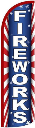 Fire Works Feather Flag | 3ft W x 11.5ft H | Durable Super-Knit Polyester | Outdoor Advertising Banner Flag for Promotions