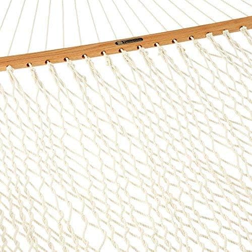 Original Pawleys Island Deluxe Oatmeal DuraCord Rope Hammock – 13 ft. x 65 in, 2-Person, 450 lb Capacity, Oak Spreader Bar, Zinc-Plated Hardware, Handcrafted in The USA