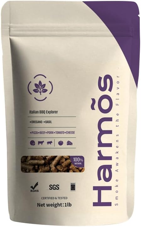 Harmos 4 Wood Pellets: Italian Flavor/Ninja BBQ, Hardwood Pellets for Smokers, 2 Sealed Packs