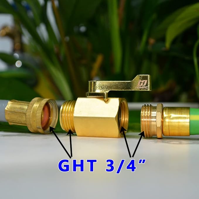 HQMPC Super Heavy Duty 3/4" Brass Shut Off Valve Garden Hose Shut Off Valve Garden Hose Connector 2 PCS