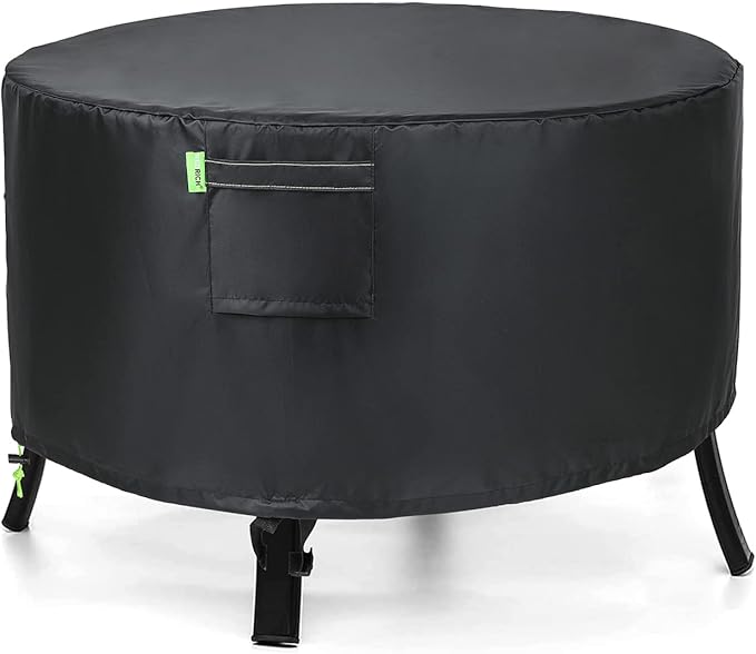 REDRICH Fire Pit Cover Round – Heavy Duty Outdoor Firepit Cover, Full Coverage Patio Outdoor Fireplace Cover, Dustproof Anti UV and Waterproof, 44’’L x 44’’W x 24’’H Black