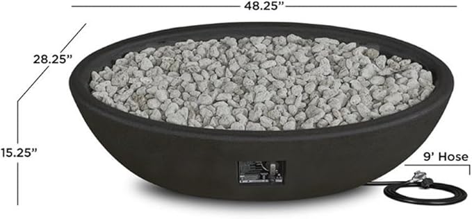 Home Square 2-Piece Set with Oval Propane Fire Bowl and Fire Glass