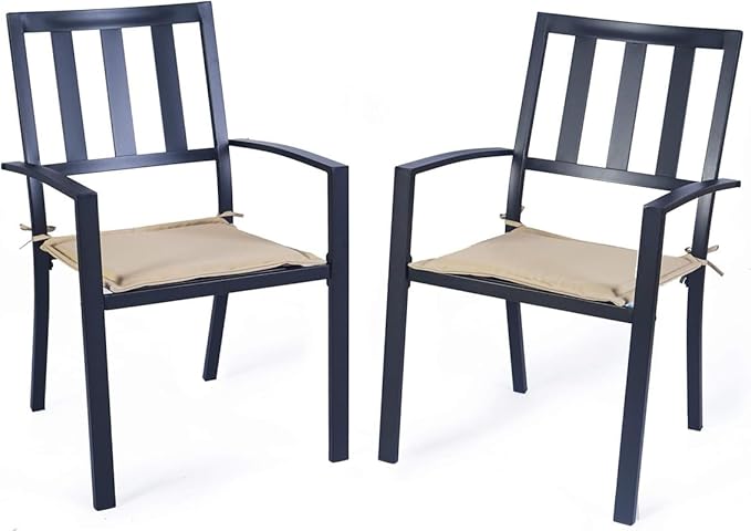 Kozyard Coolmen Outdoor Patio Dining Furniture Chair and Table Sets (2-Pack Wrought Iron Chairs) (Black)