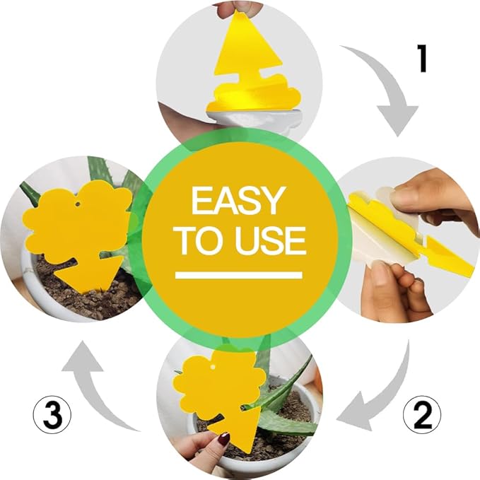 58 Pcs Yellow Flying Insect Traps for Plants,Indoors, Outdoors, Kitchen, Sticky Traps for Fungus Gnat, Fly and Fruit Fly, Flying Insects, Non-Toxic & Odorless, Kid & Pet Safe, Economic Pack (Yellow)