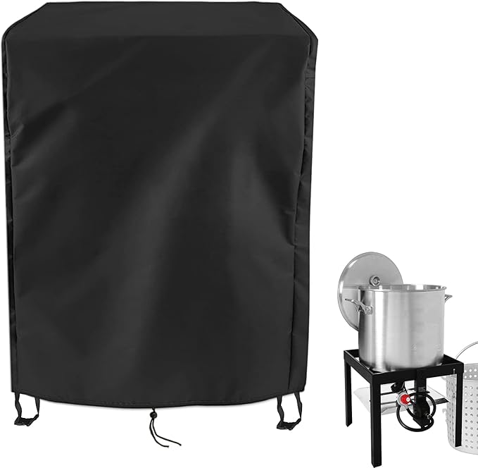 Turkey Fryer Cover for CreoleFeast/King Kooker, Waterproof Crawfish Boiler Cover for Outdoor Deep Fryer, Protective Seafood Boil Pot Cover for Seafood Boil Pot and Burner kit-26" x 25" x 34"