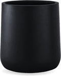 15.3"H x 15"D Conico Fiberstone Round Planter - Christmas Tree Planter, Smooth Finishes, Weather Resistant for Indoor and Outdoor Use, Included 2 Extra Coco Mats (Black, 11.7" Pot Opening)